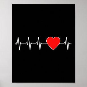 Heartbeat Ekg Rote Herzkrankheiten Bewusstsein Poster