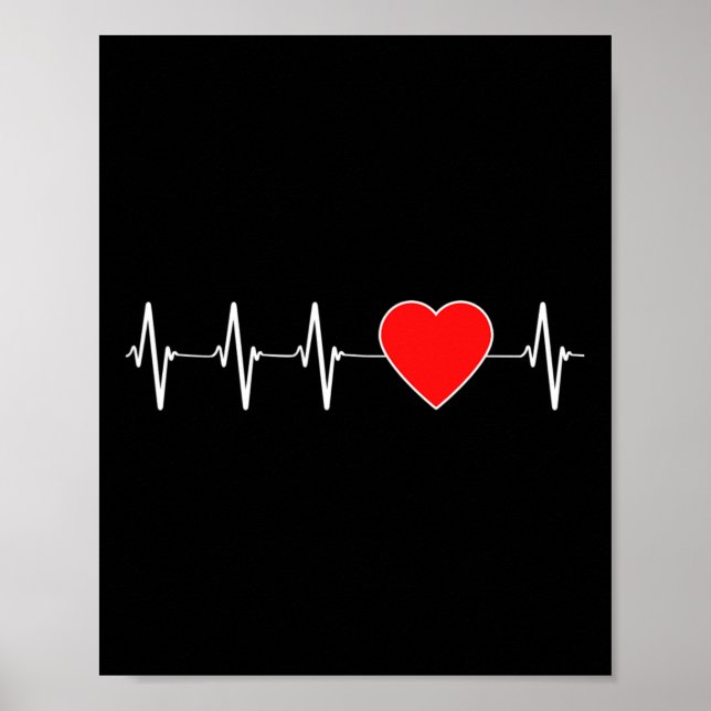 Heartbeat Ekg Rote Herzkrankheiten Bewusstsein Poster (Vorne)