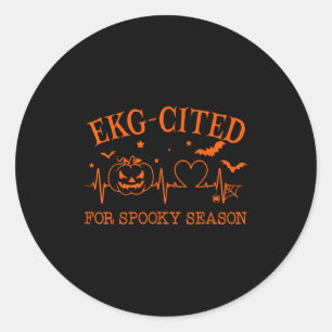 Heartbeat Ekg zitiert Spooky Cardiac Nurse Pumpkin Runder Aufkleber