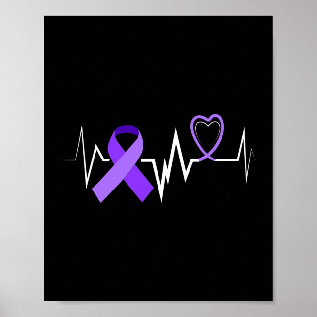 Heartbeat Epilepsy Ribbon Epilepsie Disease Awaren Poster (Vorne)