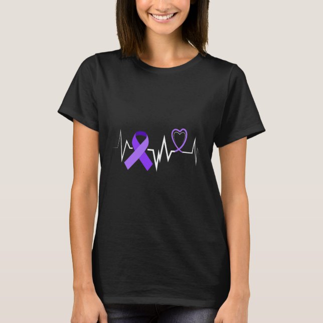 Heartbeat Epilepsy Ribbon Epilepsie Disease Awaren T-Shirt (Vorderseite)