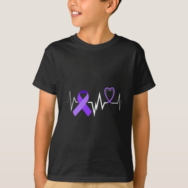 Heartbeat Epilepsy Ribbon Epilepsie Disease Awaren T-Shirt (Vorderseite)