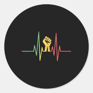Heartbeat Fist Black History Montag Afrika Amerika Runder Aufkleber