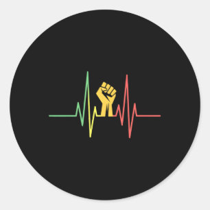 Heartbeat Fist Black History Montag Afrika Amerika Runder Aufkleber