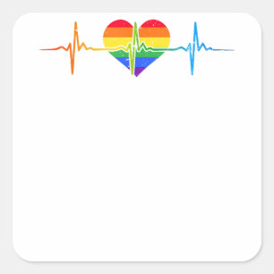Heartbeat Gay LGBTQ Herzschlag Lieblicher Pride Le Quadratischer Aufkleber