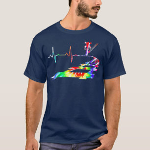 Heartbeat Gefärbte Krawatte Bahnübergang Züge T-Shirt