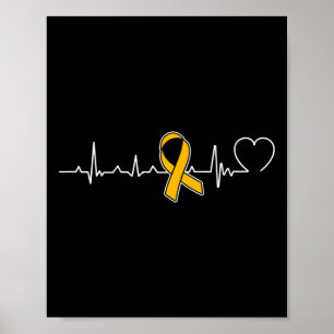 Heartbeat Gold Ribbon Kindheit Krebs Bewusstsein Poster