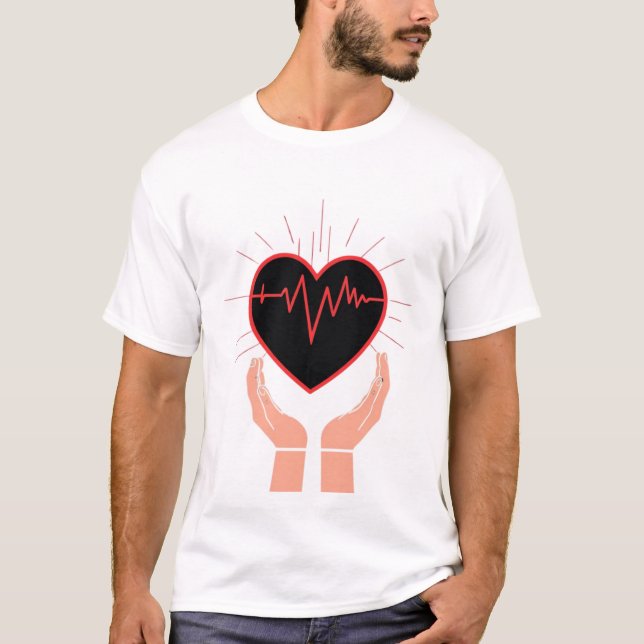 Heartbeat in Hands Nurse T-Shirt (Vorderseite)