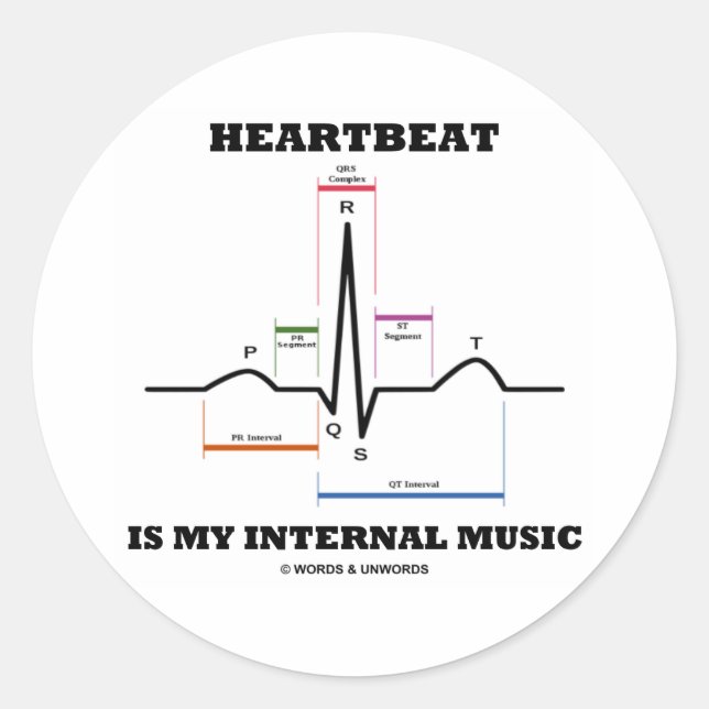 Heartbeat ist meine interne Musik (ECG/EKG) Runder Aufkleber (Vorderseite)