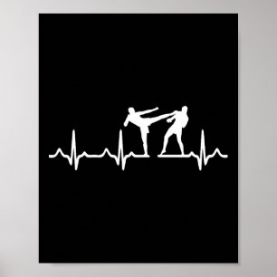 Heartbeat Kickboxing Shirt Kick Boxing Karate T-Sh Poster