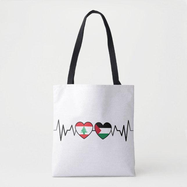 Heartbeat Libanon Palästina Unity Fahnen. (Vorderseite)