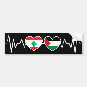 Heartbeat Libanon Palästina Unity Fahnen. Autoaufkleber