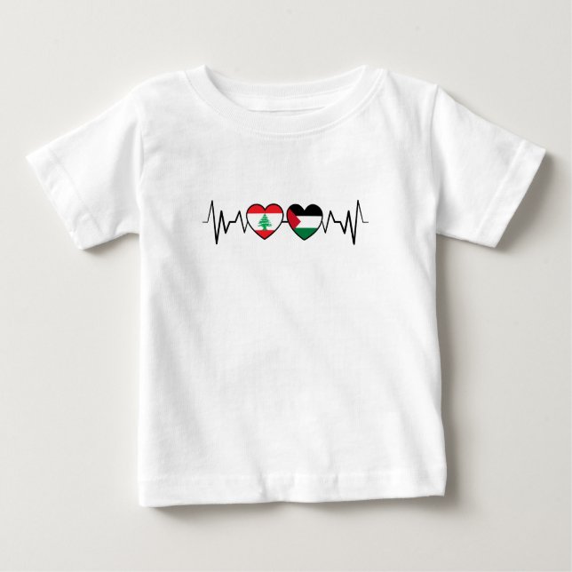 Heartbeat Libanon Palästina Unity Fahnen. Baby T-shirt (Vorderseite)