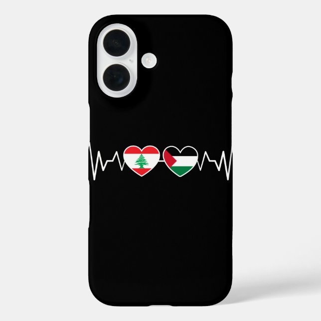 Heartbeat Libanon Palästina Unity Fahnen. Case-Mate iPhone Hülle (Rückseite)