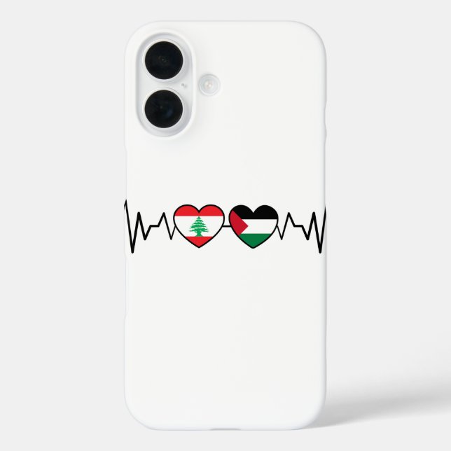 Heartbeat Libanon Palästina Unity Fahnen. Case-Mate iPhone Hülle (Rückseite)