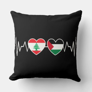 Heartbeat Libanon Palästina Unity Fahnen. Kissen