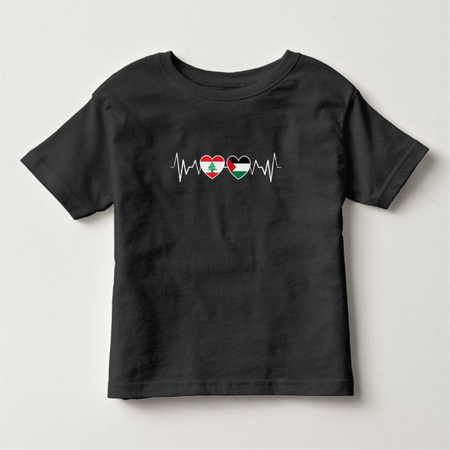 Heartbeat Libanon Palästina Unity Fahnen. Kleinkind T-shirt (Vorderseite)