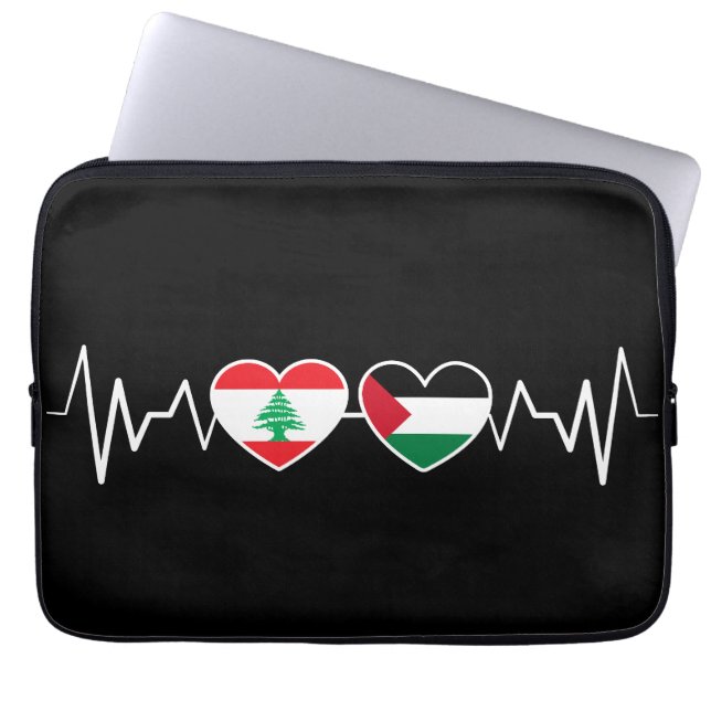 Heartbeat Libanon Palästina Unity Fahnen. Laptopschutzhülle (Vorderseite)