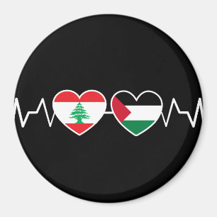 Heartbeat Libanon Palästina Unity Fahnen. Magnet