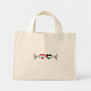 Heartbeat Libanon Palästina Unity Fahnen. Mini Stoffbeutel
