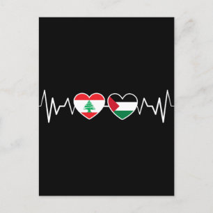 Heartbeat Libanon Palästina Unity Fahnen. Postkarte