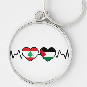 Heartbeat Libanon Palästina Unity Fahnen. Schlüsselanhänger