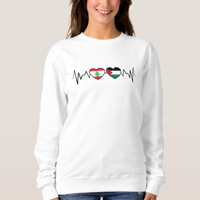 Heartbeat Libanon Palästina Unity Fahnen. Sweatshirt (Vorderseite)