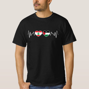 Heartbeat Libanon Palästina Unity Fahnen. T-Shirt