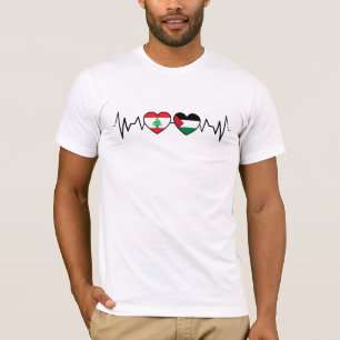 Heartbeat Libanon Palästina Unity Fahnen. T-Shirt