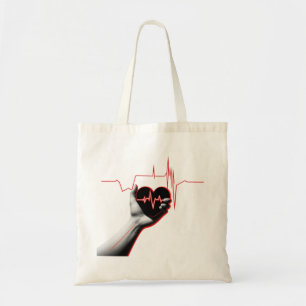 Heartbeat Love Design - Hand Holding Heart Tragetasche