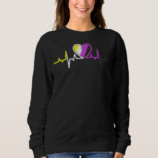 Heartbeat Non-Binary Lgbt Non-Binary Flag Herz Non Sweatshirt