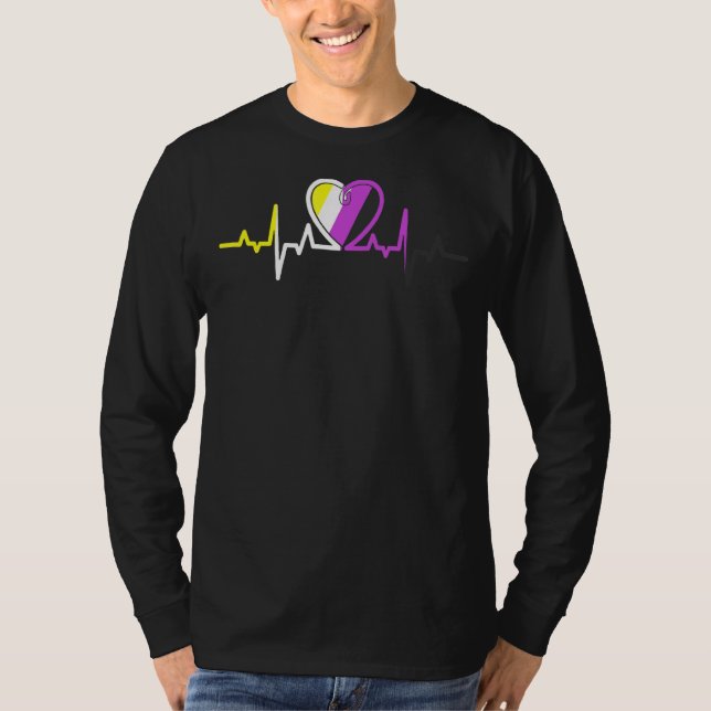 Heartbeat Non-Binary Lgbt Non-Binary Flag Herz Non T-Shirt (Vorderseite)