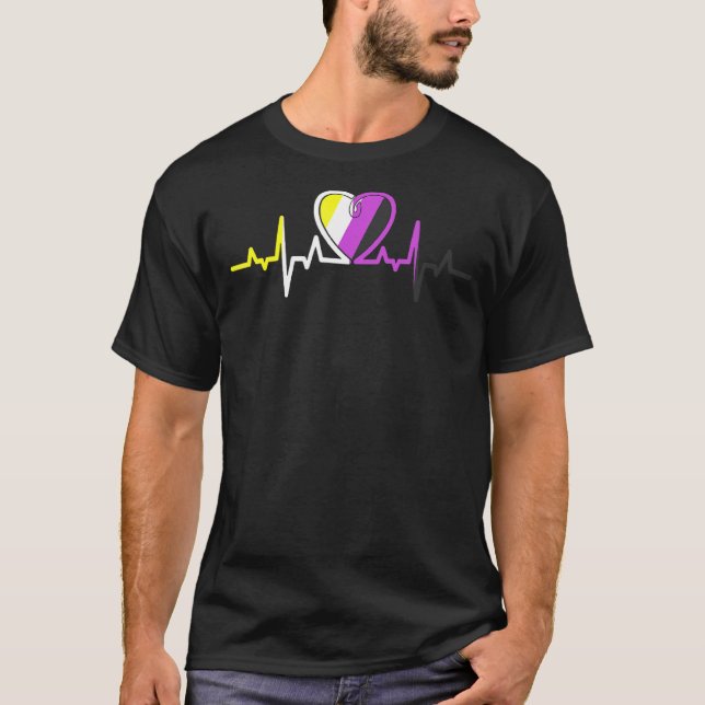 Heartbeat Non-Binary Lgbt Non-Binary Flag Herz Non T-Shirt (Vorderseite)