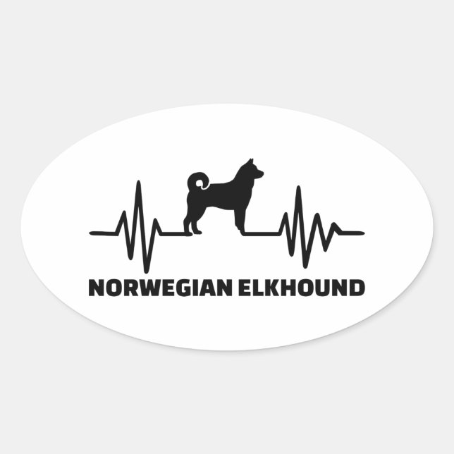 Heartbeat Norwegisch Elkhound Ovaler Aufkleber (Vorderseite)