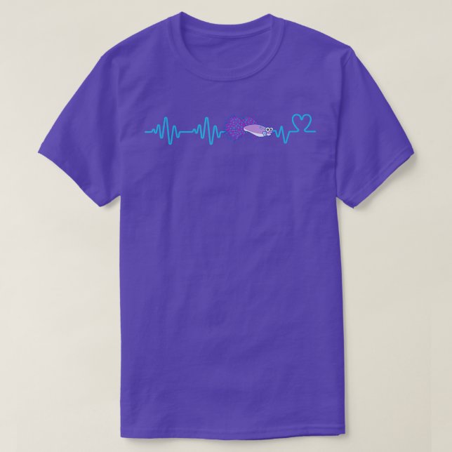 Heartbeat Purple Betta Fish Funny Fishkeeping Aqua T-Shirt (Design vorne)