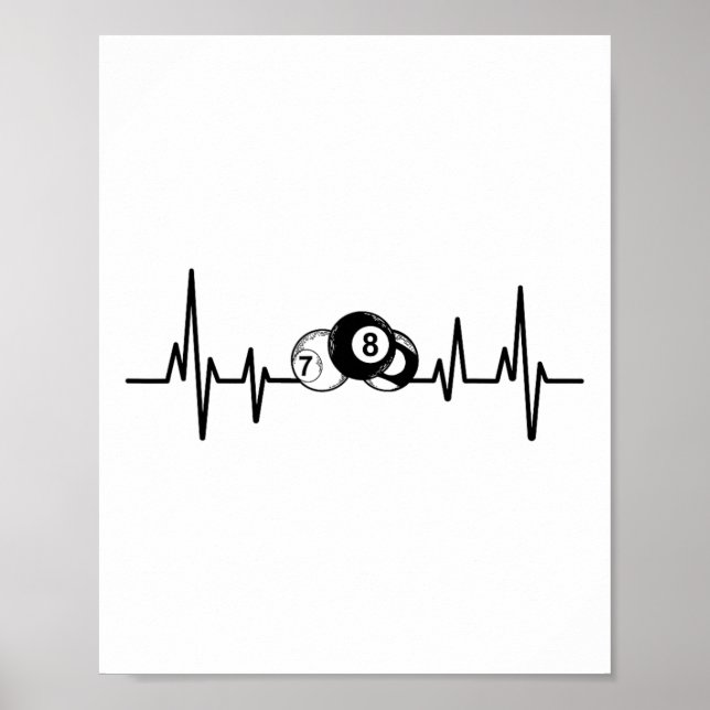 Heartbeat Rack Pool Billiard Player Billiard Cue Poster (Vorne)