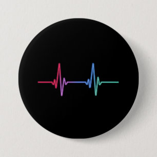 Heartbeat Rainbow Pride LGBTQ Alleinstehend Button