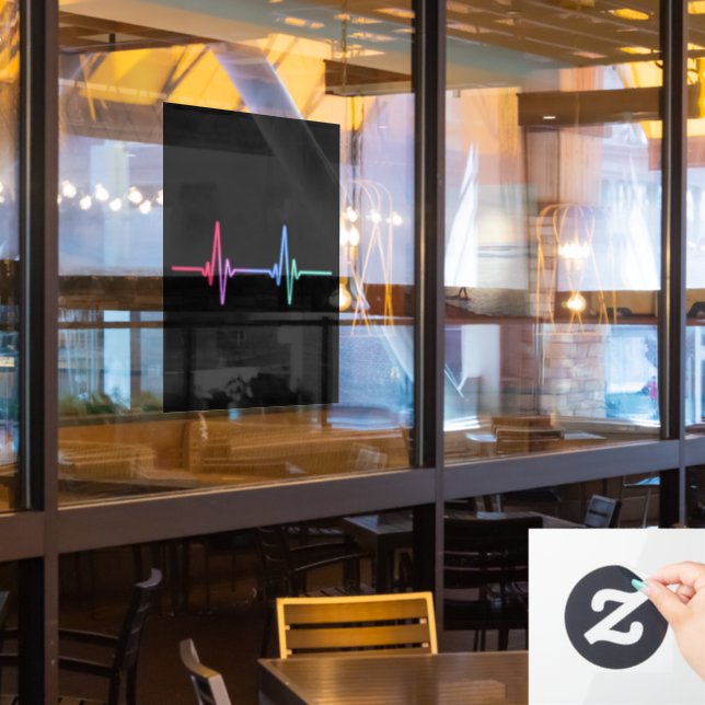 Heartbeat Rainbow Pride LGBTQ Alleinstehend Fensteraufkleber (Restaurantfenster)