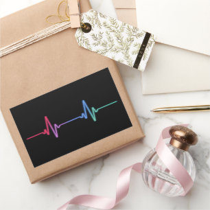 Heartbeat Rainbow Pride LGBTQ Alleinstehend Rechteckiger Aufkleber