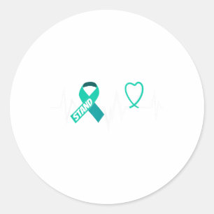 Heartbeat Ribbon Mental Health Shirt Psychische Ge Runder Aufkleber