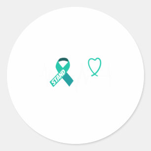 Heartbeat Ribbon Mental Health Shirt Psychische Ge Runder Aufkleber