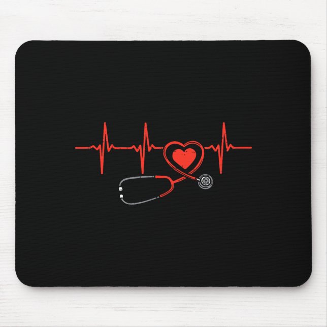 Heartbeat Scrub Valentine Nurse Valentines Day Rn  Mousepad (Vorne)