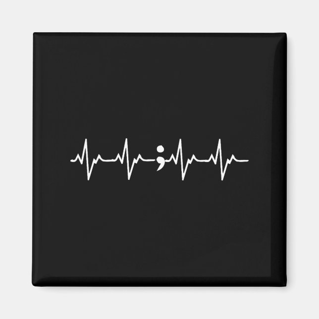 Heartbeat Semicolon Gift Suicide Prevention Awaren Magnet (Vorne)