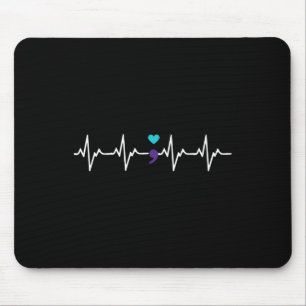 Heartbeat Semicolon Gift Suicide Prevention Awaren Mousepad