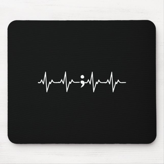 Heartbeat Semicolon Gift Suicide Prevention Awaren Mousepad (Vorne)