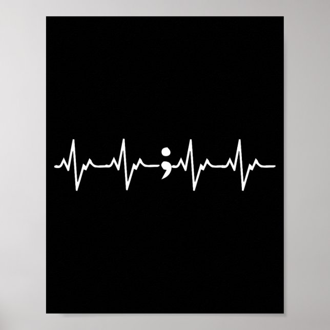 Heartbeat Semicolon Gift Suicide Prevention Awaren Poster (Vorne)
