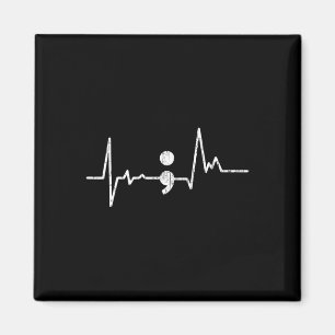 Heartbeat Semicolon Suicide Prevention Awareness G Magnet