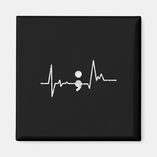 Heartbeat Semicolon Suicide Prevention Awareness G Magnet (Vorne)