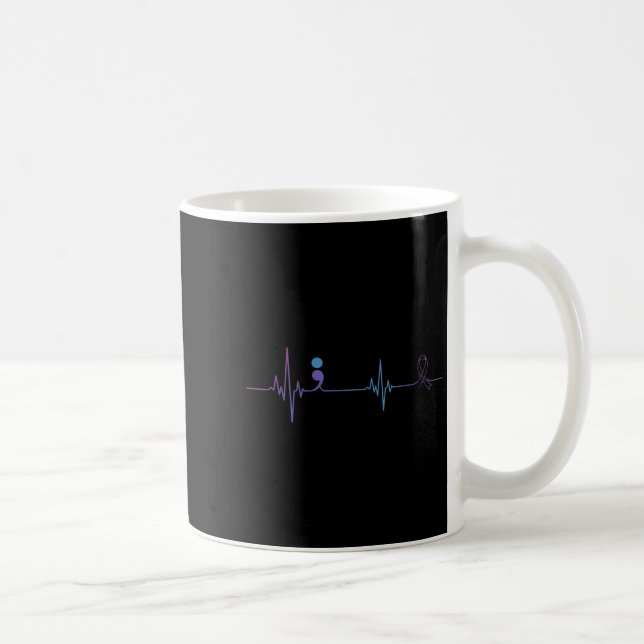Heartbeat Semicolon Suicide Prevention Awareness  Kaffeetasse (Rechts)