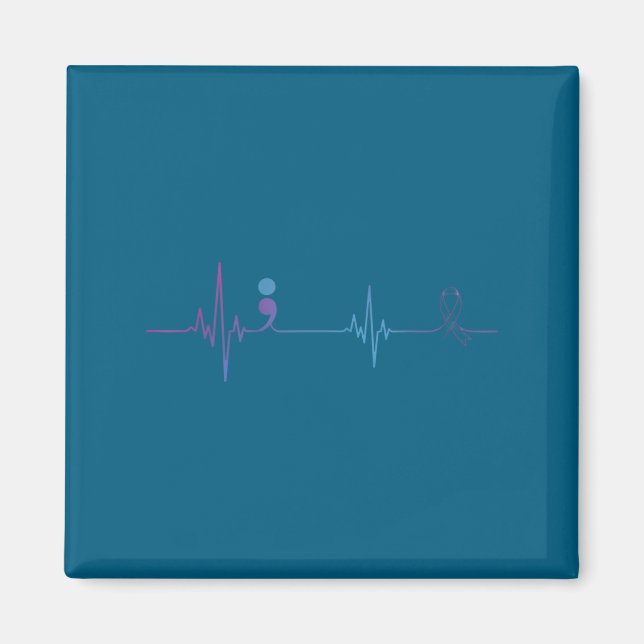 Heartbeat Semicolon Suicide Prevention Awareness  Magnet (Vorne)